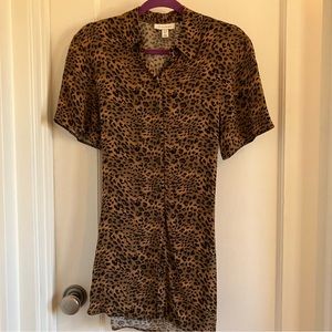 Topshop cheetah print belted shirt dress